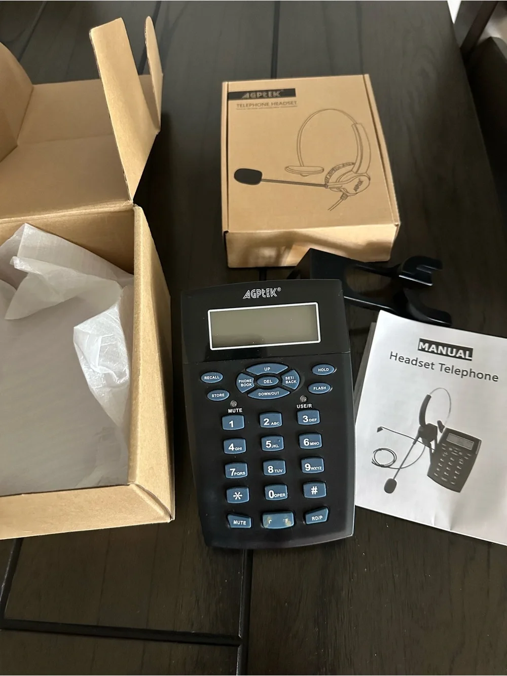 Black Headset Telephone with Wired Keypad